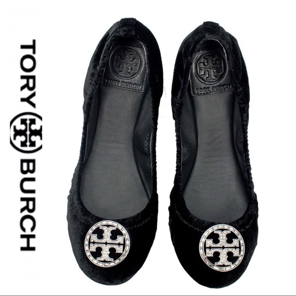 Tory Burch Shoes - 💕SALE Tory Burch Black Velvet Violet Ballet Flats